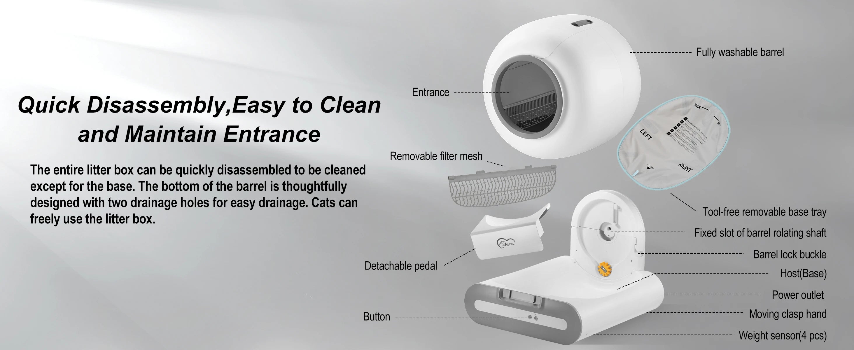 Litière Automatique Autonettoyante 65L